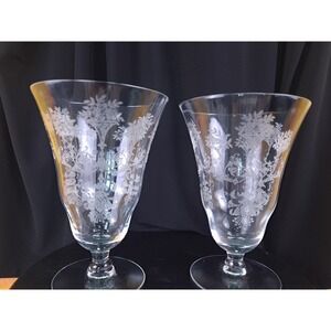 Morgantown Mayfair Clear #7711 Stem 5 3/8" Water Goblets Set Of 4
